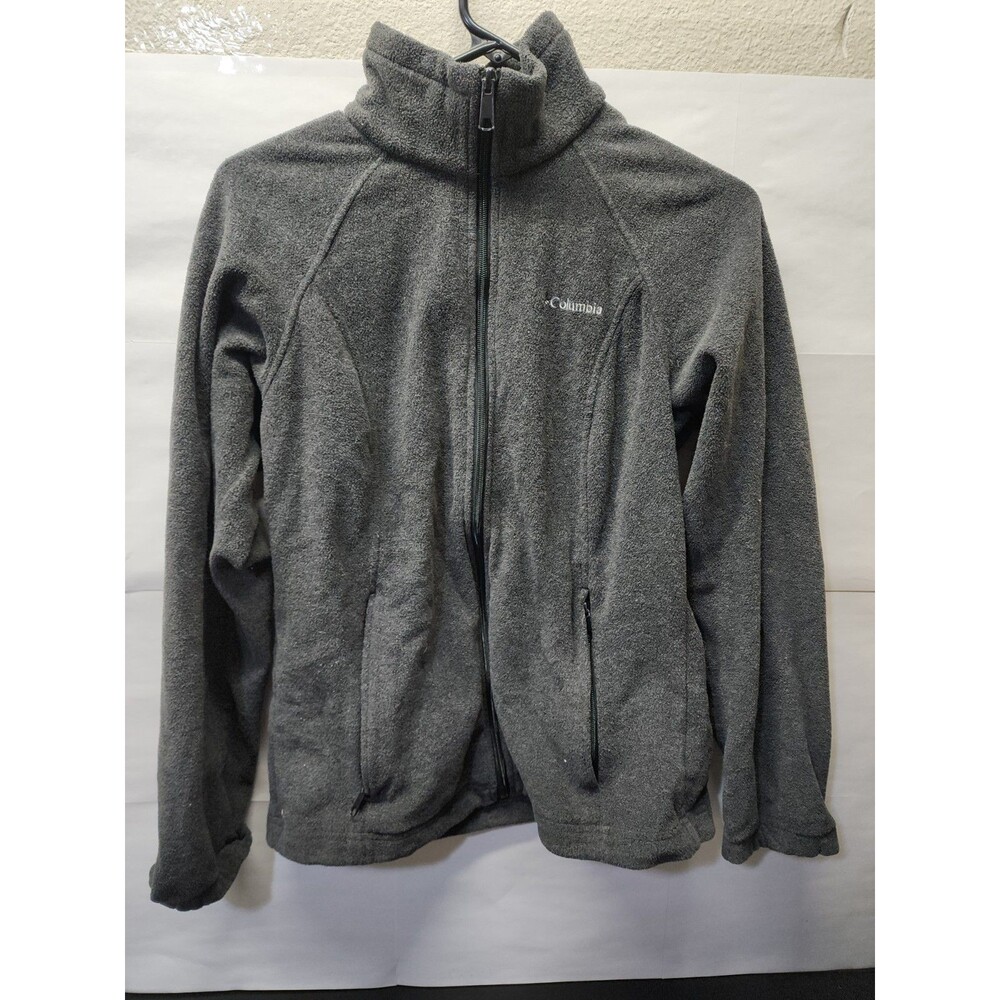 Columbia Women's Full Zip Fleece Jacket  Small  Gray Mock Neck Polyester